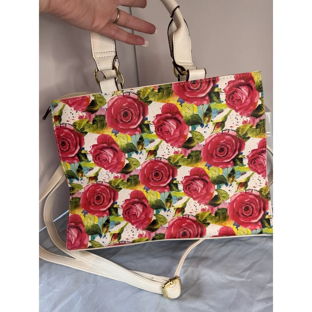 Juicy Couture Multi Rose Crossbody Gold Color‎ Hardware Pink & White Handles